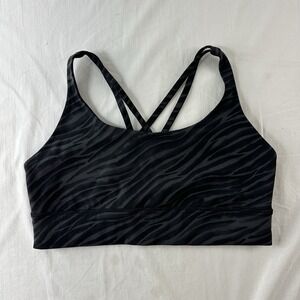 LULULEMON Energy Sports Bra Womens Size 14 Black Gray Zebra Long Line Yoga Gym